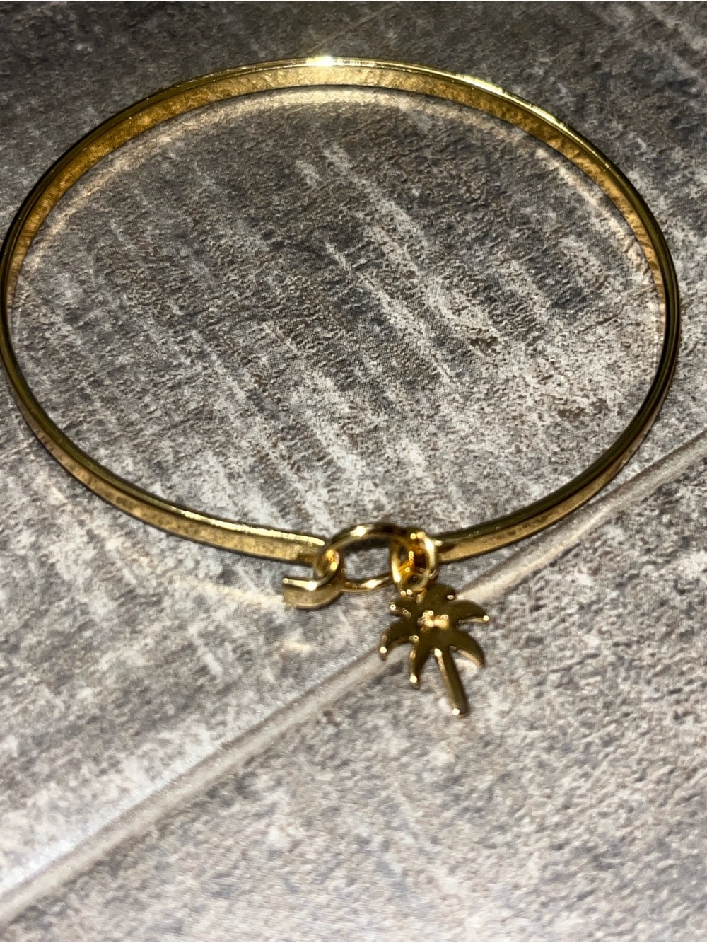 Gold Look Palm Tree Charm Bangle Bracelet - Women Jewelry